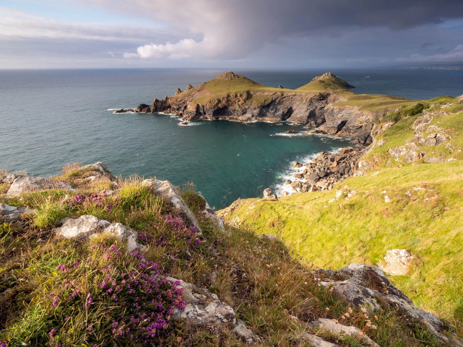 Looking along the coast at the Rumps as the sun came out.